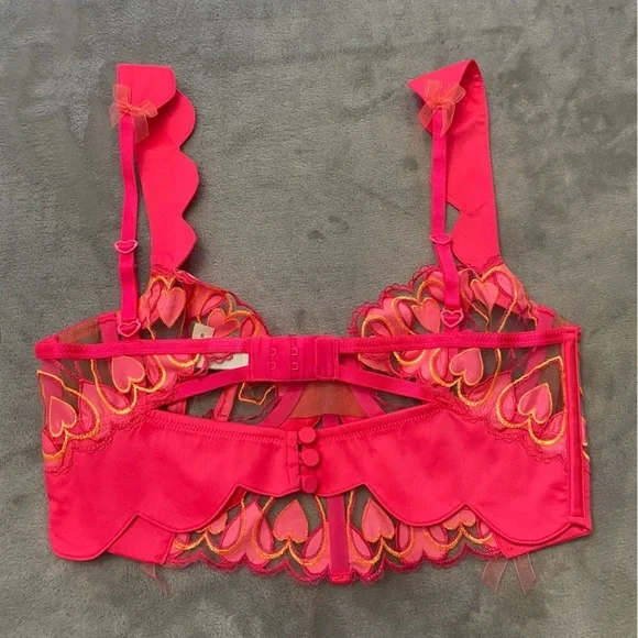 New! For love as lemons graphic hearts bustier bra pink 10124
